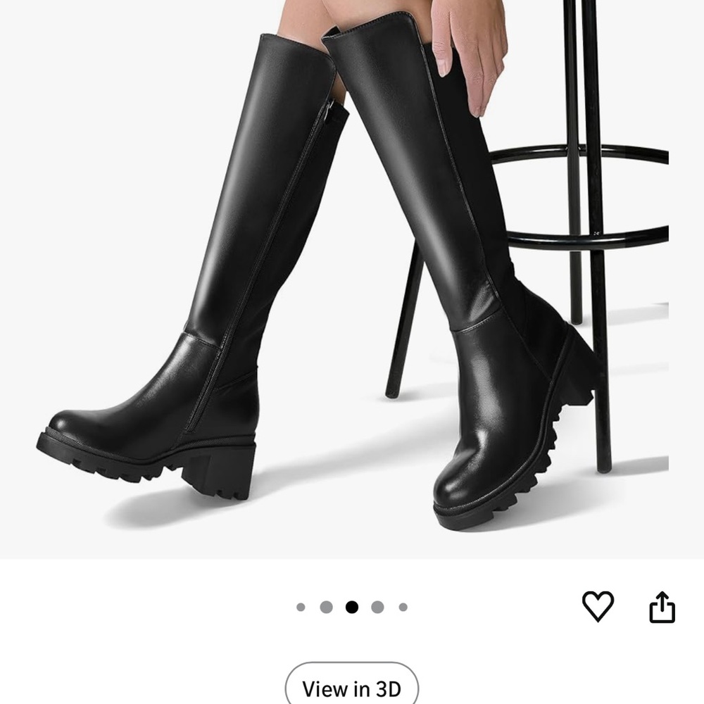 Dream Pairs Black Over-the-Knee Chunky Block Heel Boots